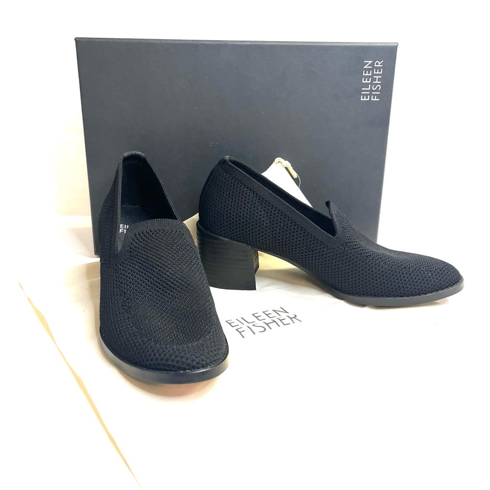 NEW Eileen Fisher Dern Black Stretch Loafer Pumps - Sz 6